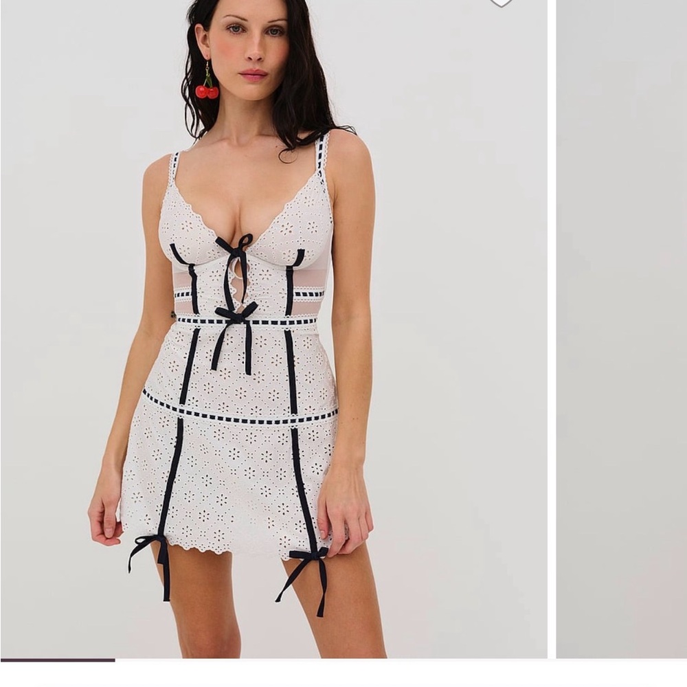 White and Black Eyelet Dress